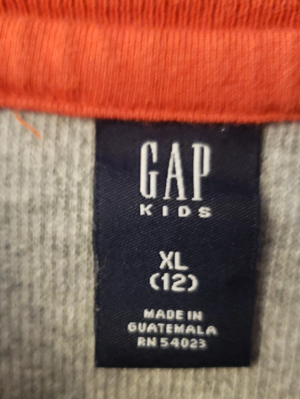 GAP Kids Long Sleeve Waffle Tee - Gray & Orange Size: XL (12)